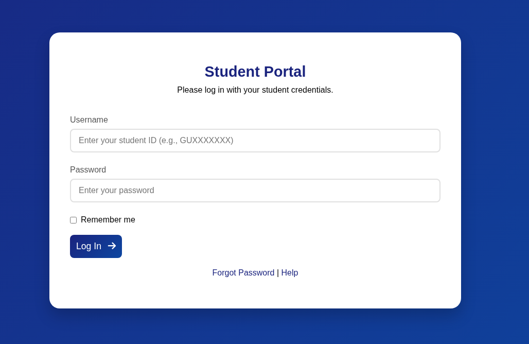 Student Login Page