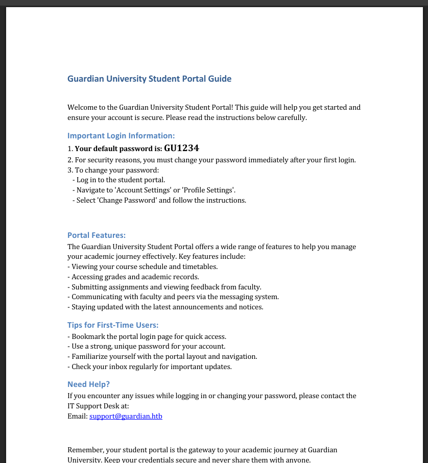 Student Portal Guide